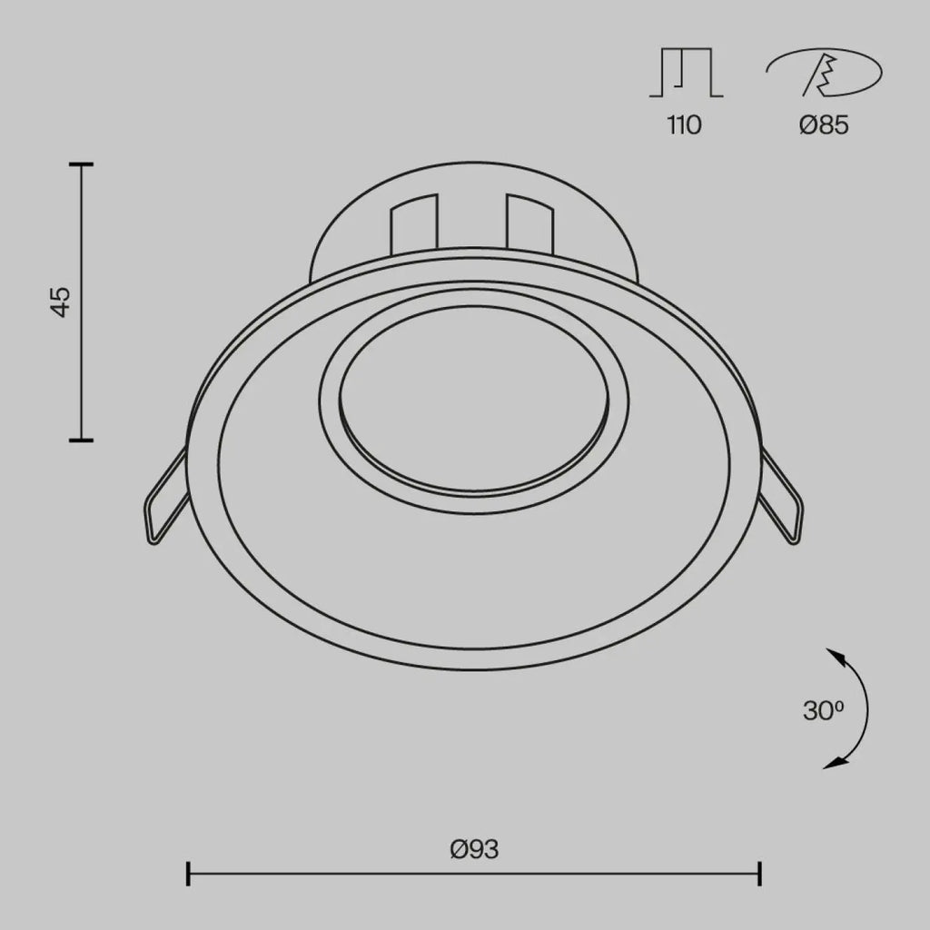 Spot encastrable rond orientable à source profonde, GU10