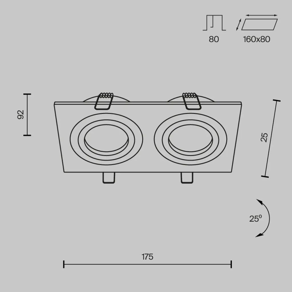 Spot encastrable double carré, deux têtes orientables GU10
