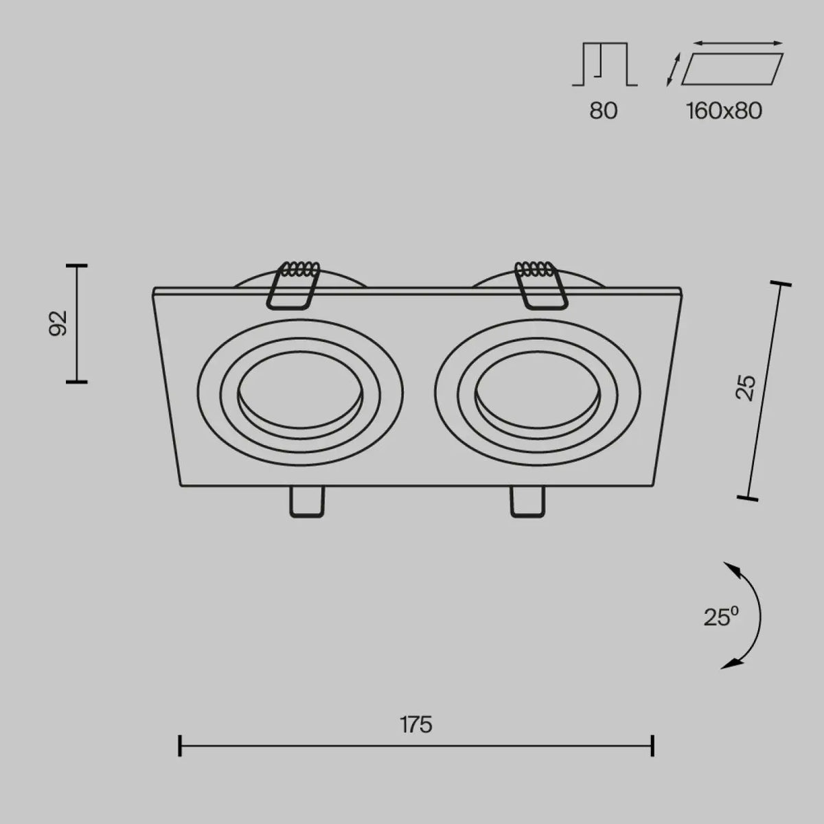Spot encastrable double carré, deux têtes orientables GU10