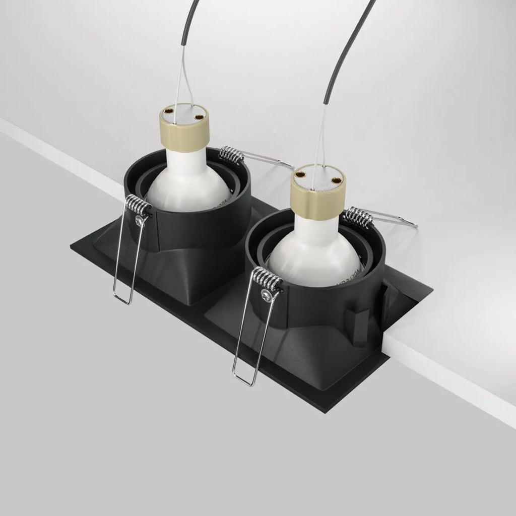 Spot encastrable double à deux têtes orientables, aluminium