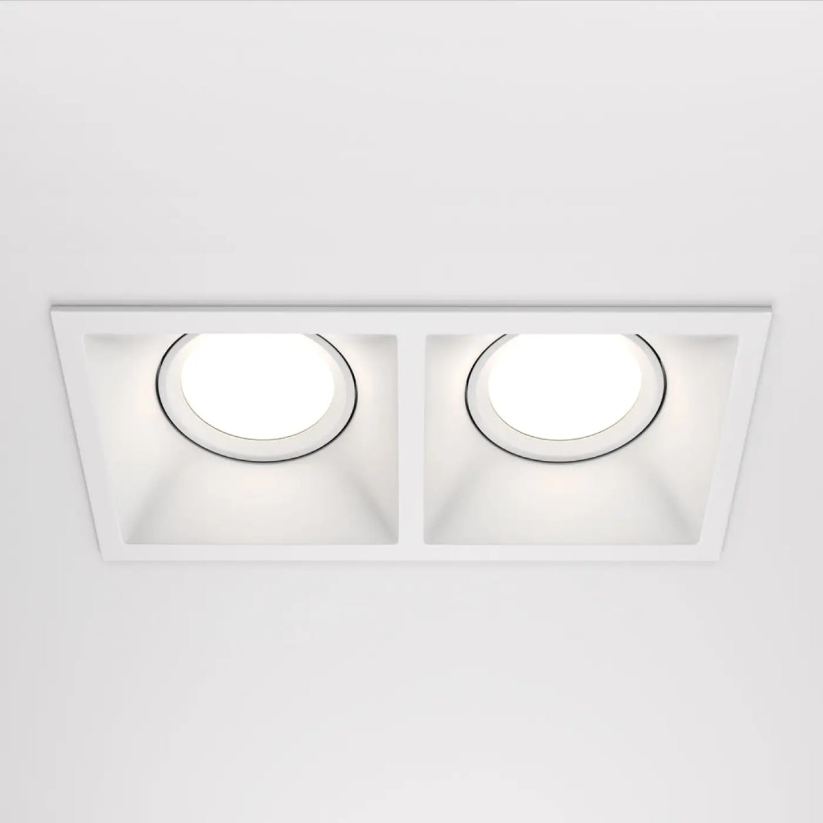 Spot encastrable double à deux têtes orientables, aluminium, blanc