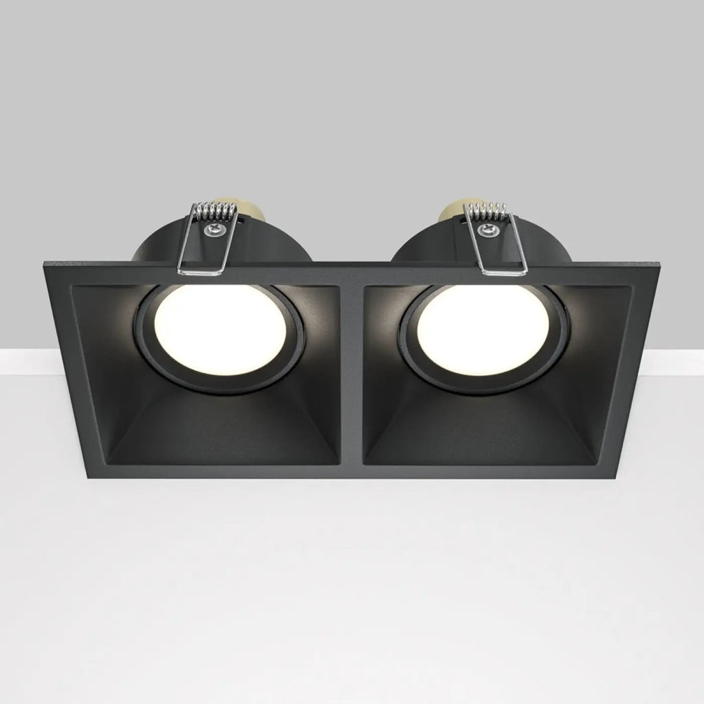Spot encastrable double à deux têtes orientables, aluminium