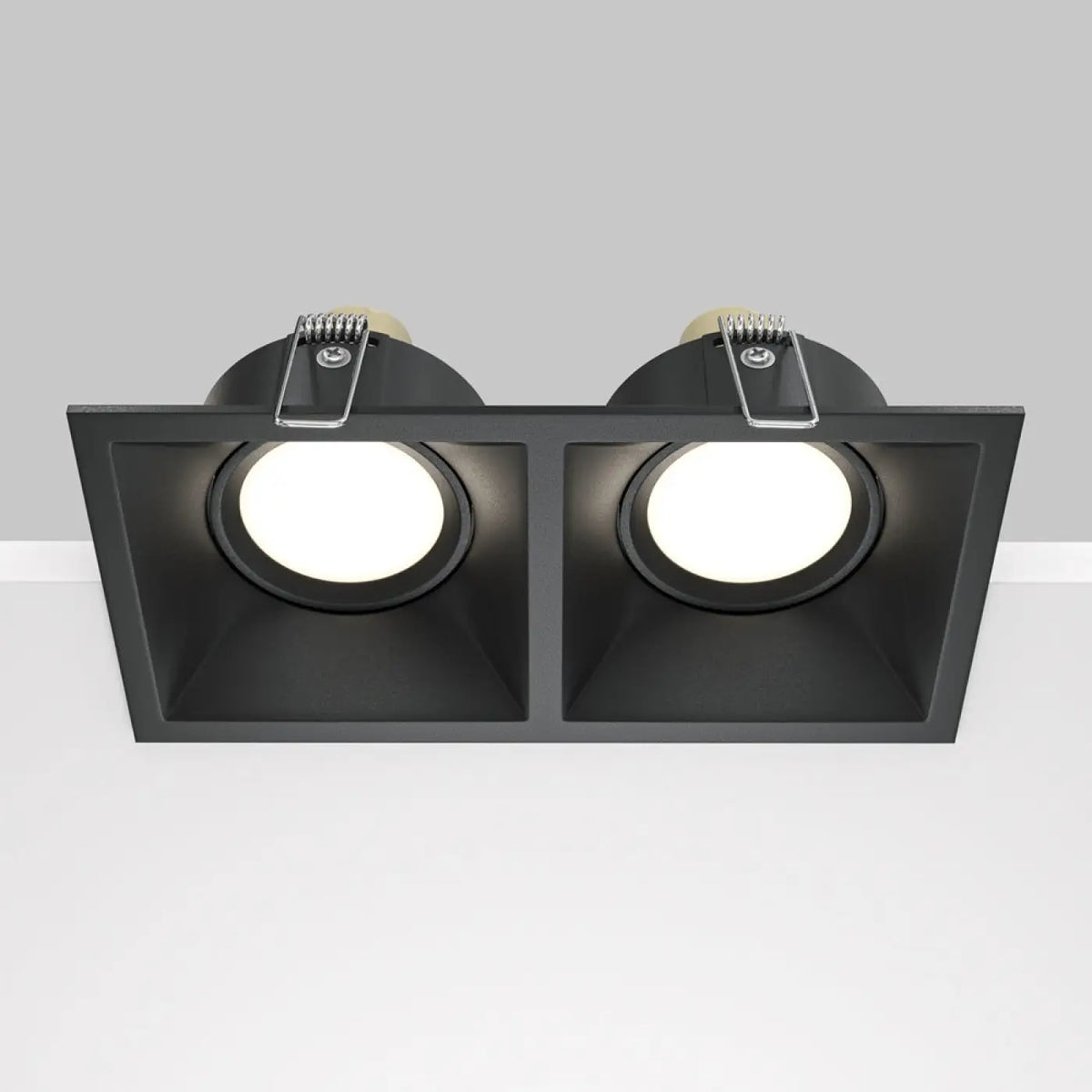 Spot encastrable double à deux têtes orientables, aluminium