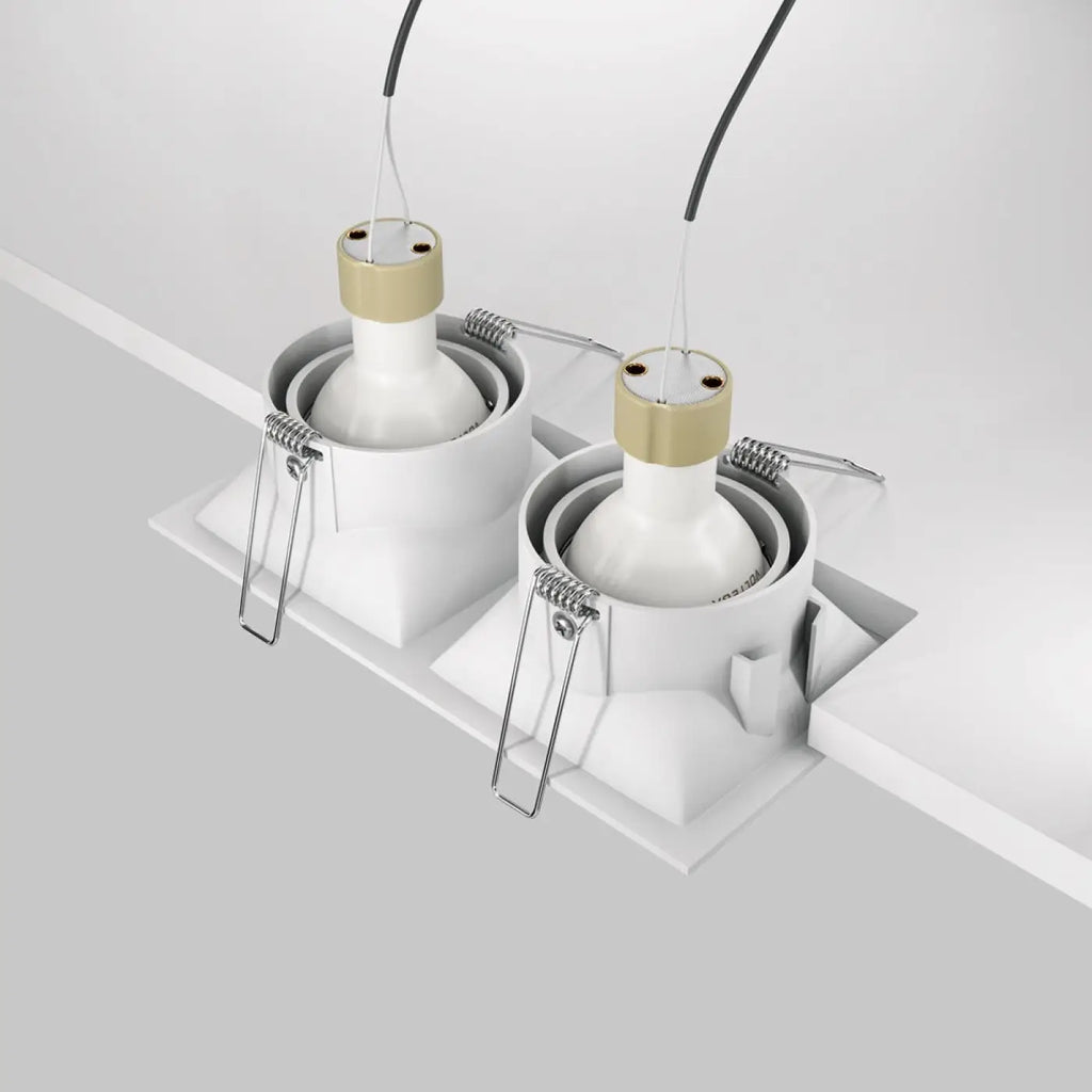 Spot encastrable double à deux têtes orientables, aluminium
