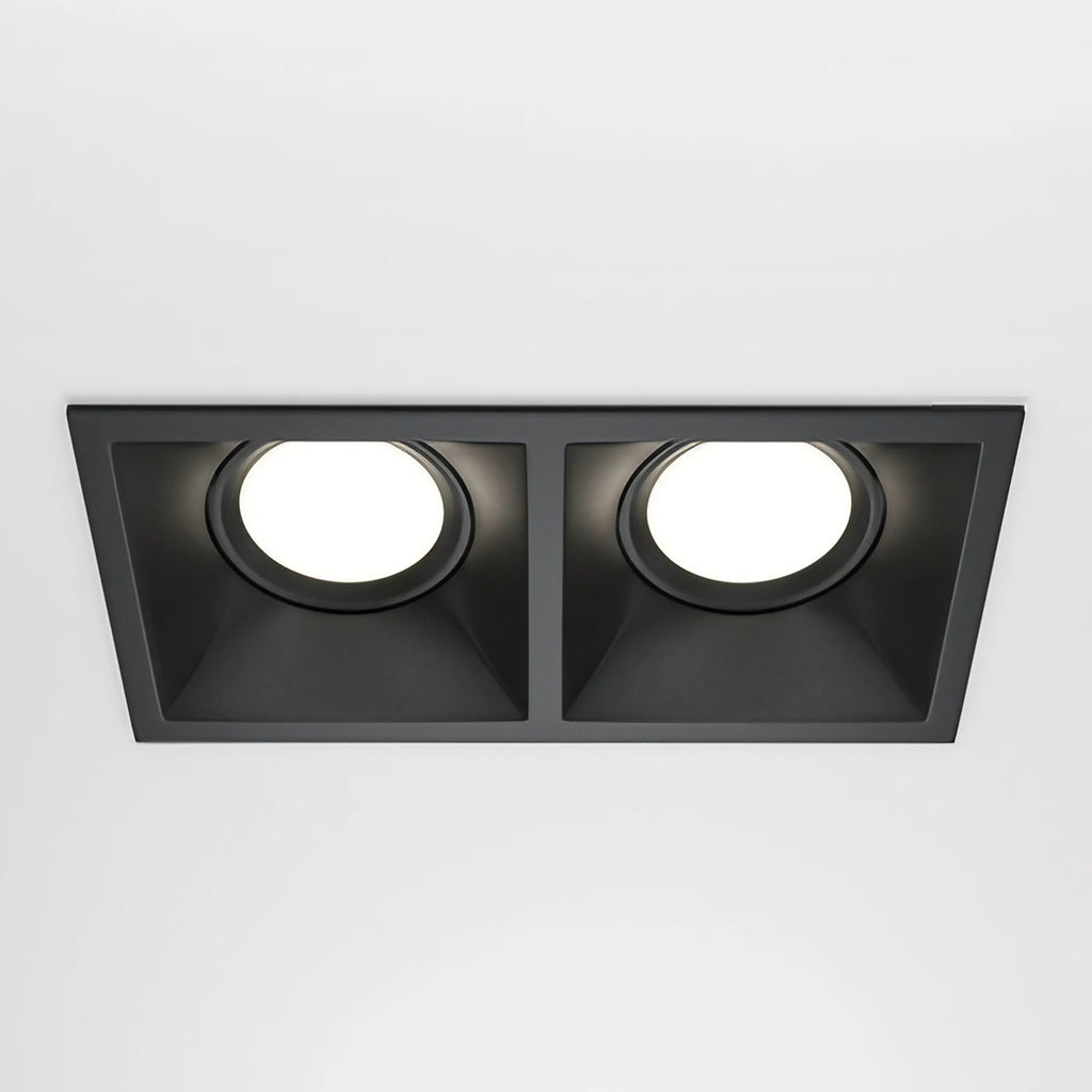 Spot encastrable double à deux têtes orientables, aluminium, noir