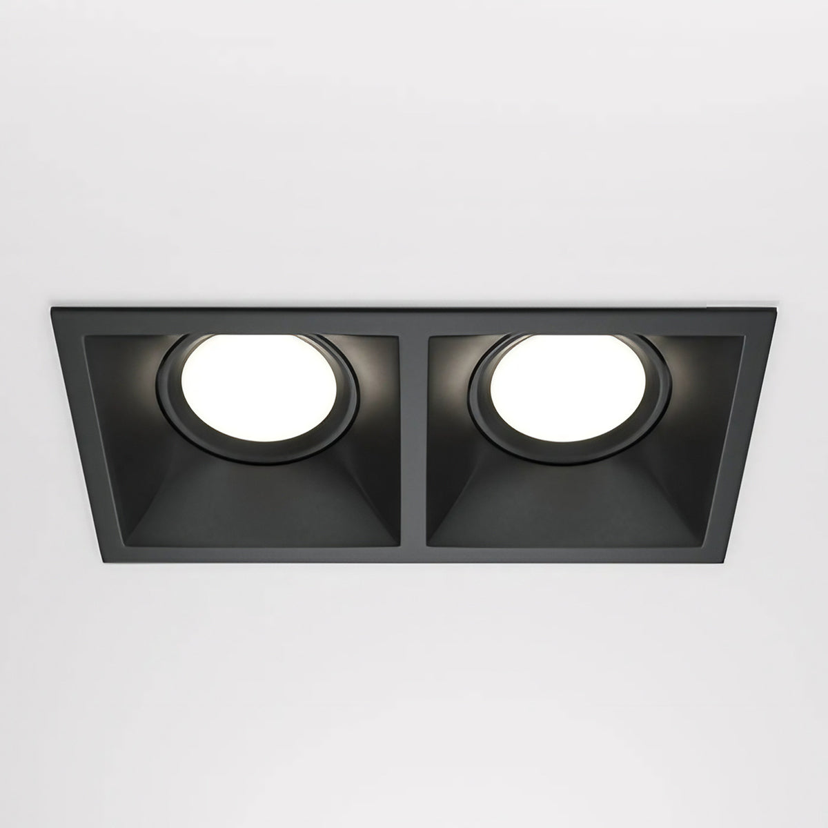 Spot encastrable double à deux têtes orientables, aluminium, noir