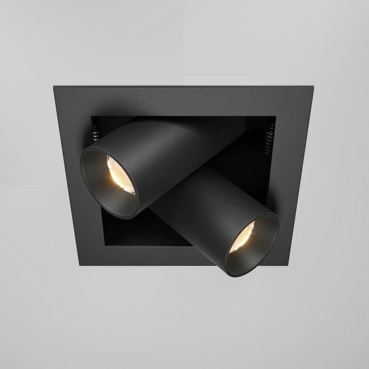 Spot encastrable double LED orientable en acier, noir ou blanc, noir