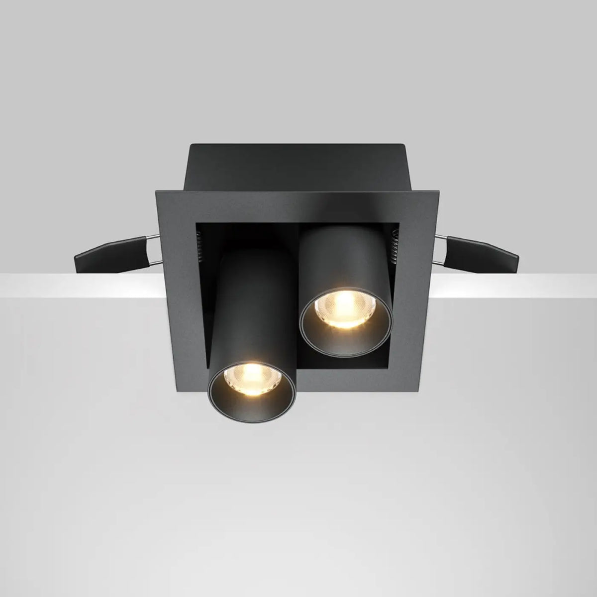 Spot encastrable double LED orientable en acier, noir ou blanc