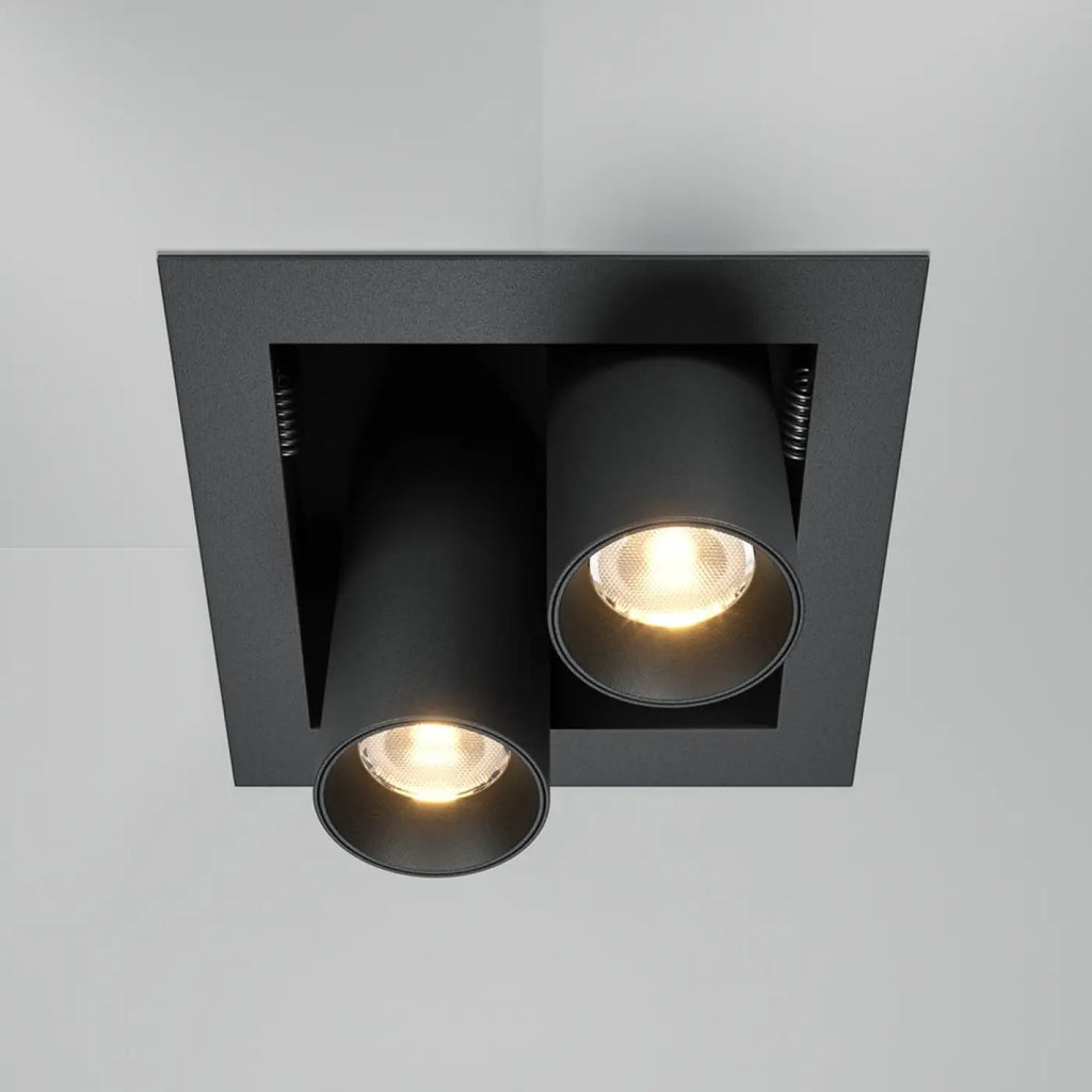 Spot encastrable double LED orientable en acier, noir ou blanc