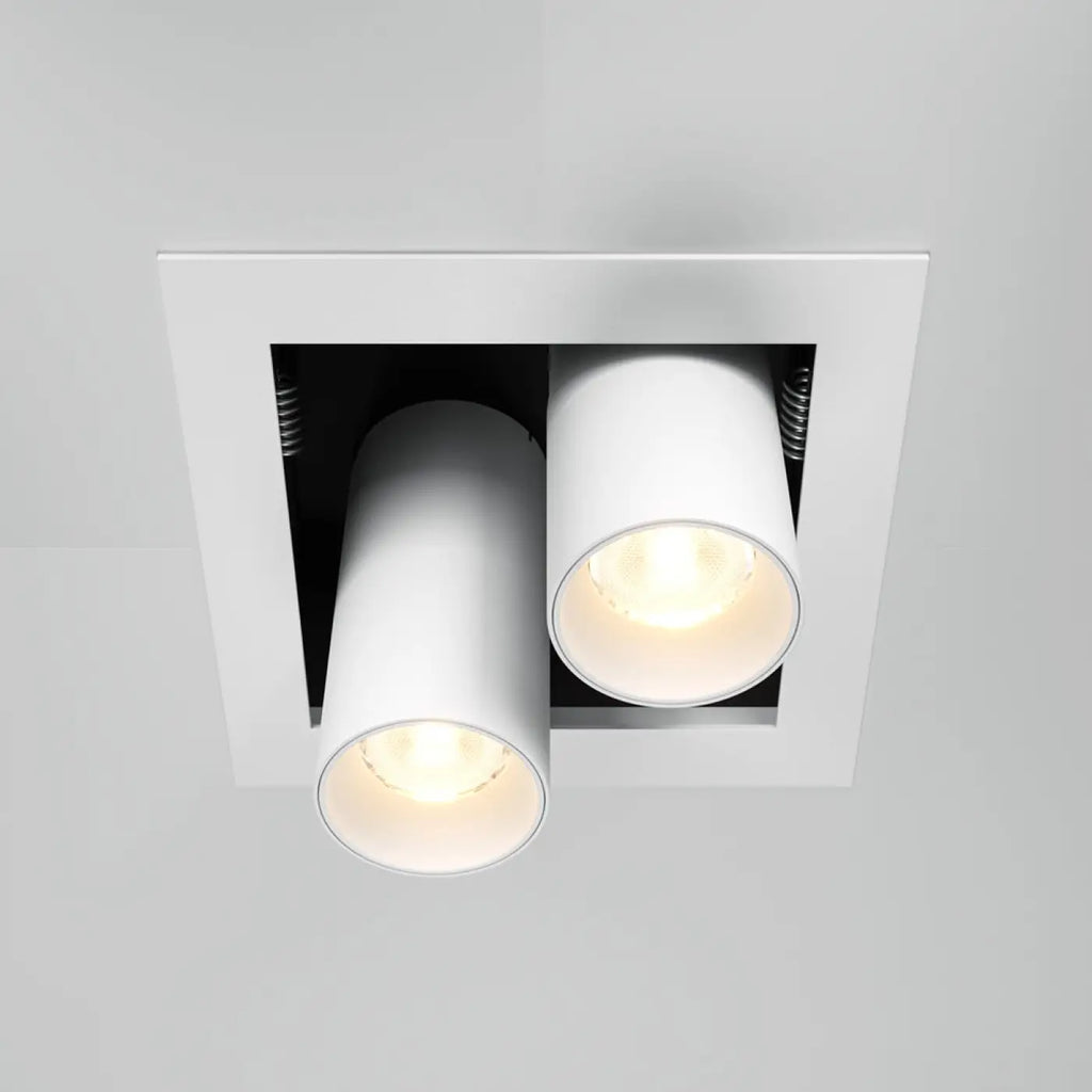 Spot encastrable double LED orientable en acier, noir ou blanc