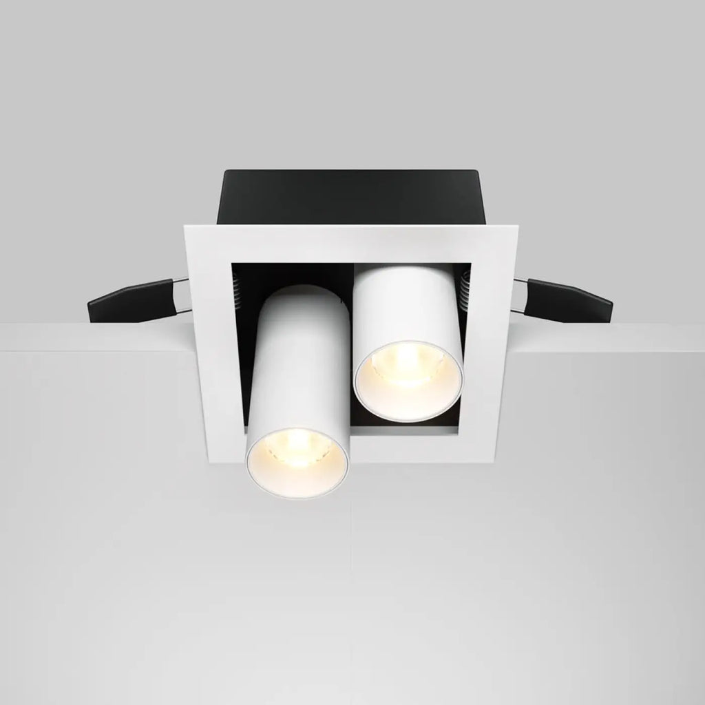 Spot encastrable double LED orientable en acier, noir ou blanc