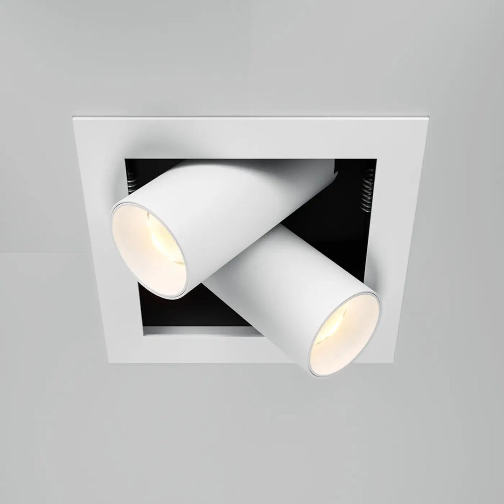 Spot encastrable double LED orientable en acier, noir ou blanc