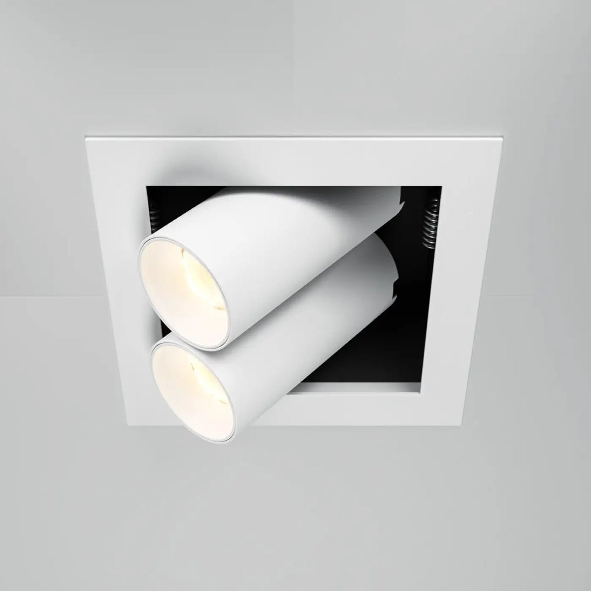 Spot encastrable double LED orientable en acier, noir ou blanc, blanc