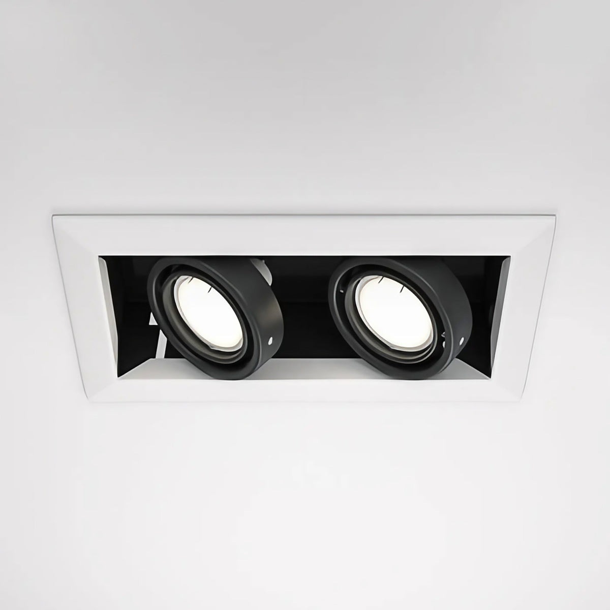 Spot encastrable double carré orientable en acier, 2 x GU10