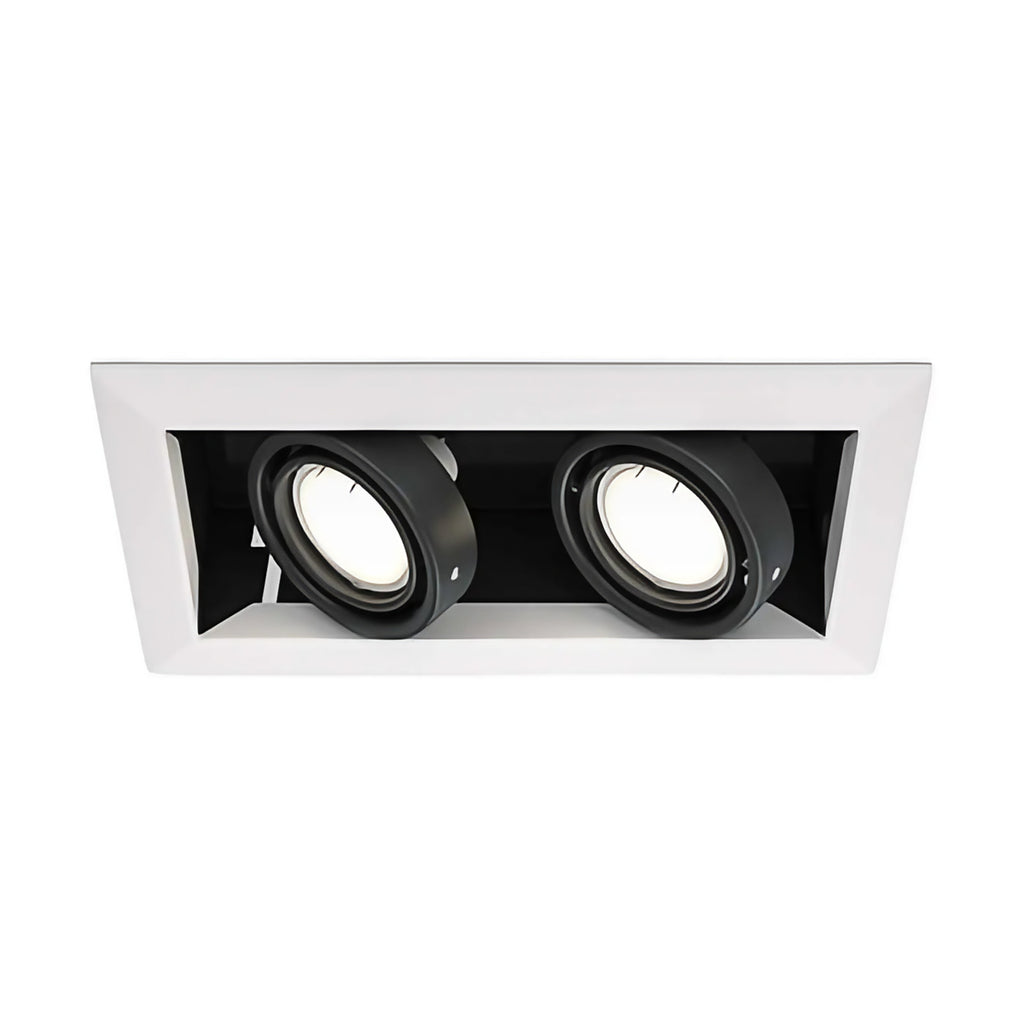 Spot encastrable double carré orientable en acier, 2 x GU10