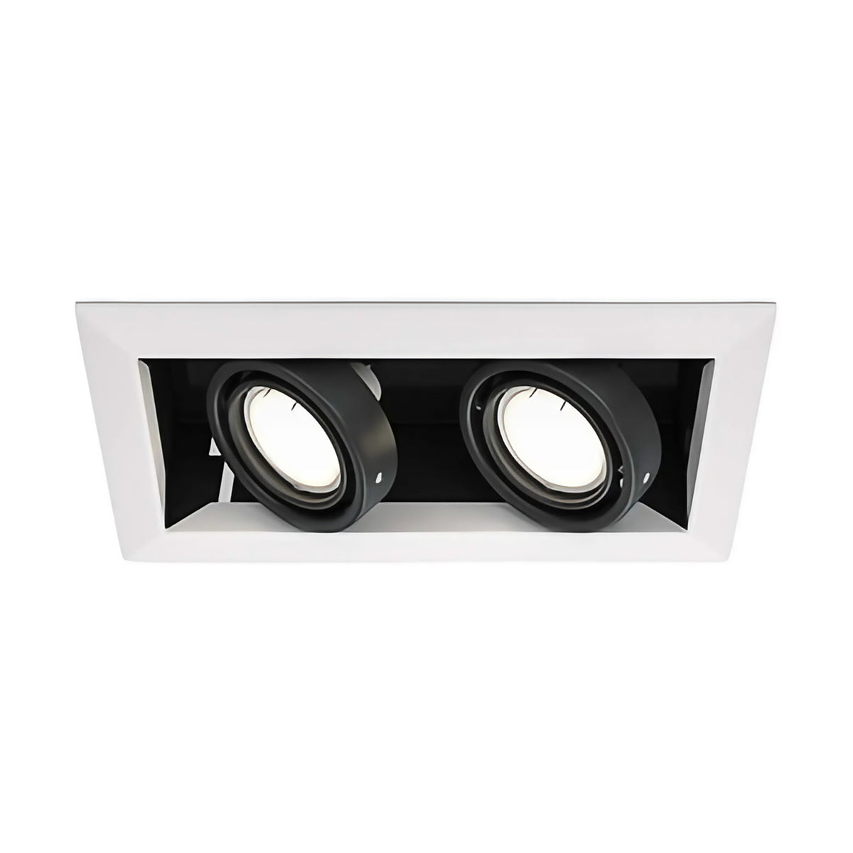 Spot encastrable double carré orientable en acier, 2 x GU10