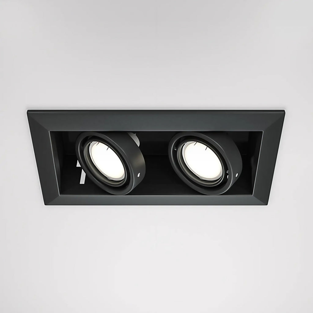 Spot encastrable double carré orientable en acier, 2 x GU10, noir