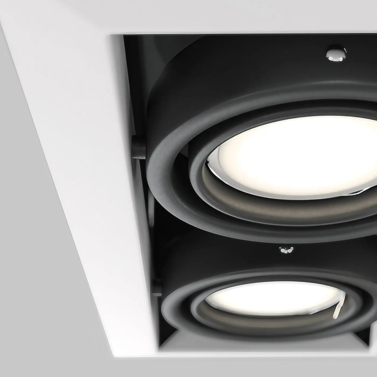 Spot encastrable double carré orientable en acier, 2 x GU10