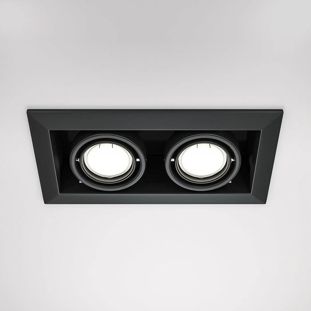 Spot encastrable double carré orientable en acier, 2 x GU10