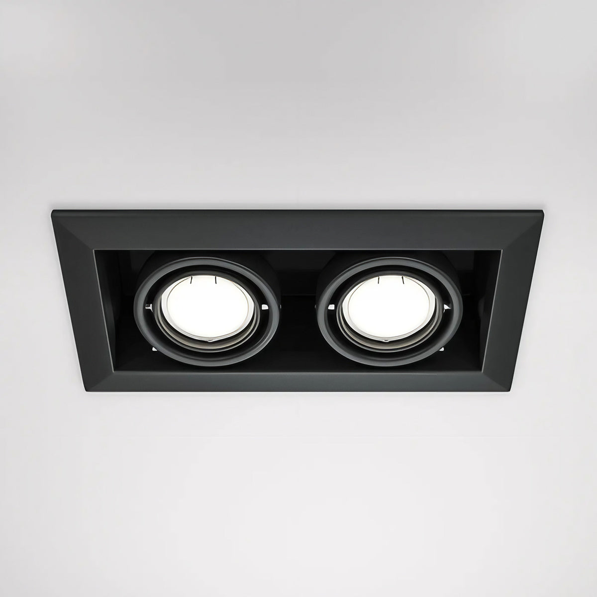 Spot encastrable double carré orientable en acier, 2 x GU10