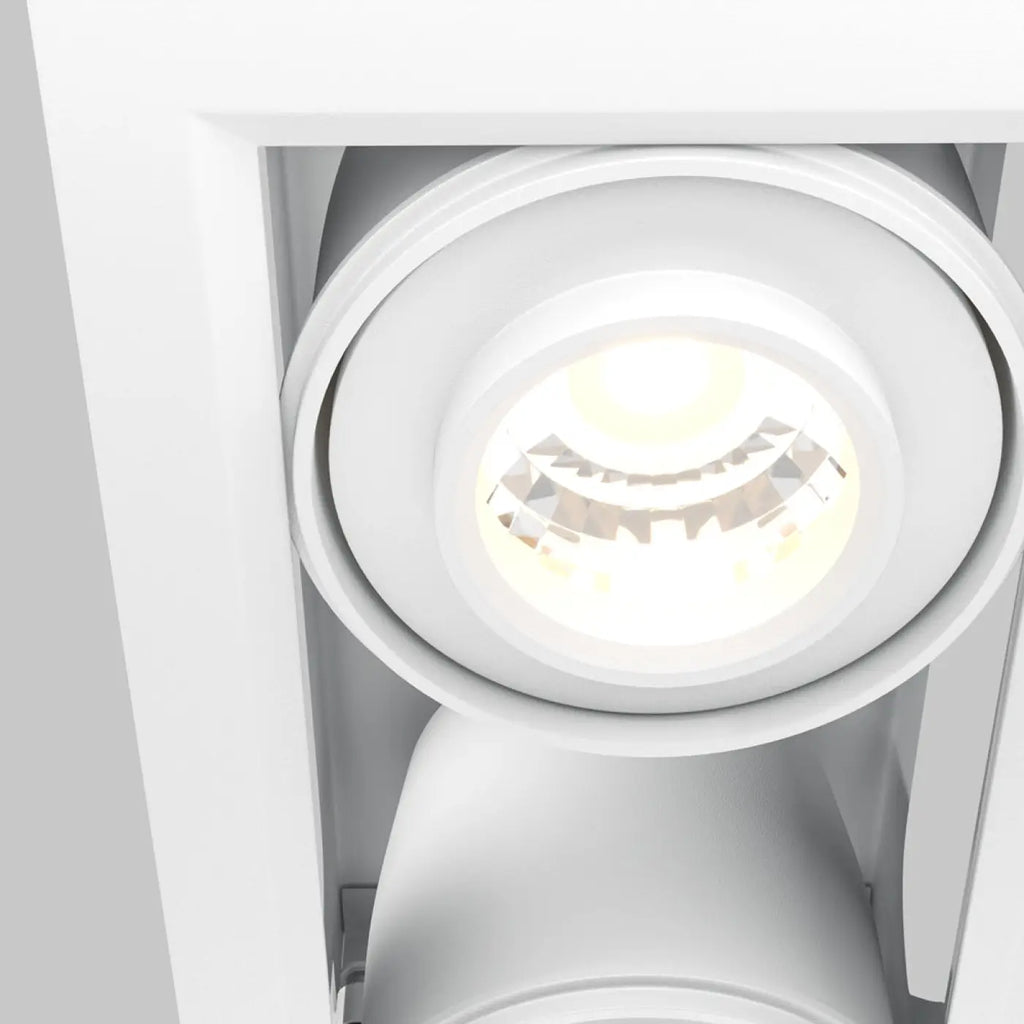 Spot encastrable double LED carré en acier, noir ou blanc