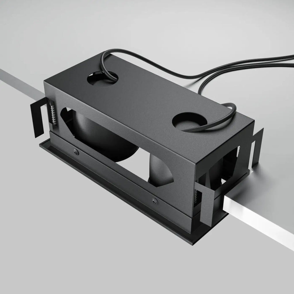 Spot encastrable double LED carré en acier, noir ou blanc