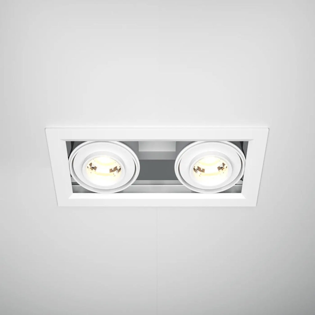 Spot encastrable double LED carré en acier, noir ou blanc