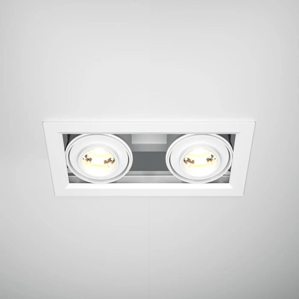 Spot encastrable double LED carré en acier, noir ou blanc