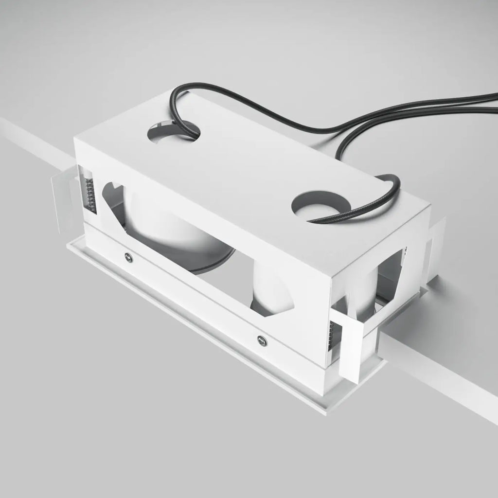 Spot encastrable double LED carré en acier, noir ou blanc