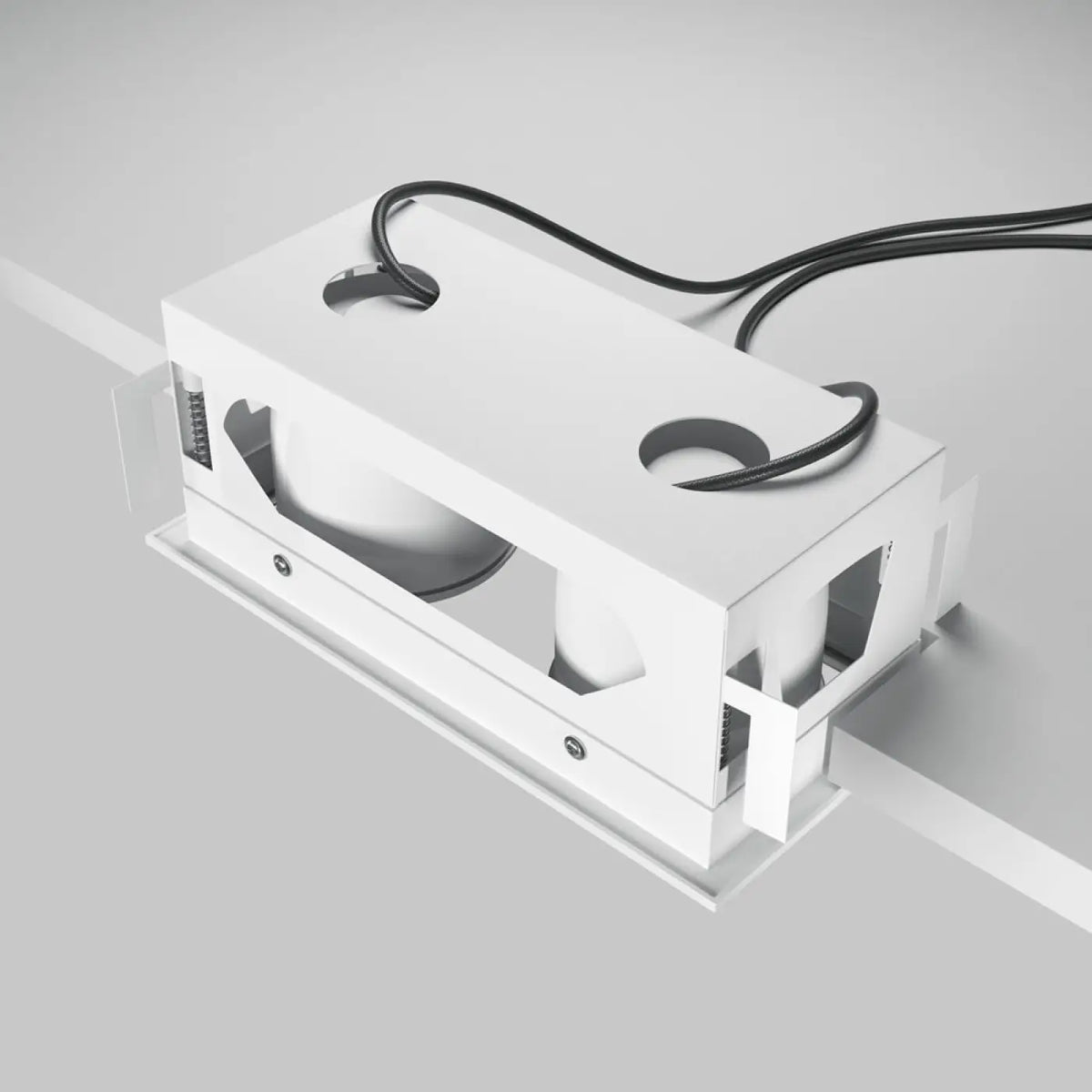 Spot encastrable double LED carré en acier, noir ou blanc