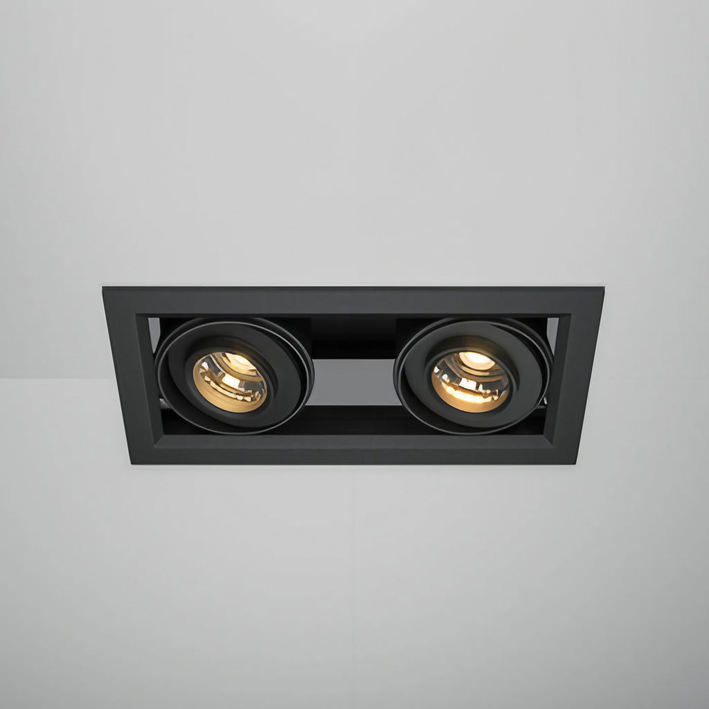 Spot encastrable double LED carré en acier, noir ou blanc, noir