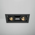 Spot encastrable double LED carré en acier, noir ou blanc, noir