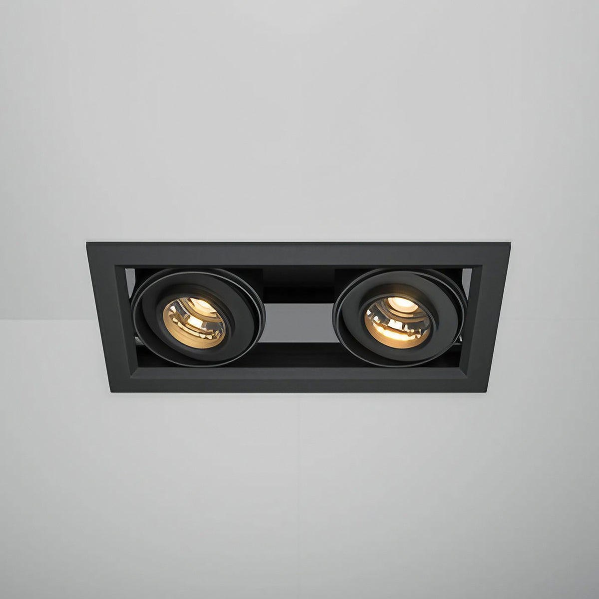 Spot encastrable double LED carré en acier, noir ou blanc, noir