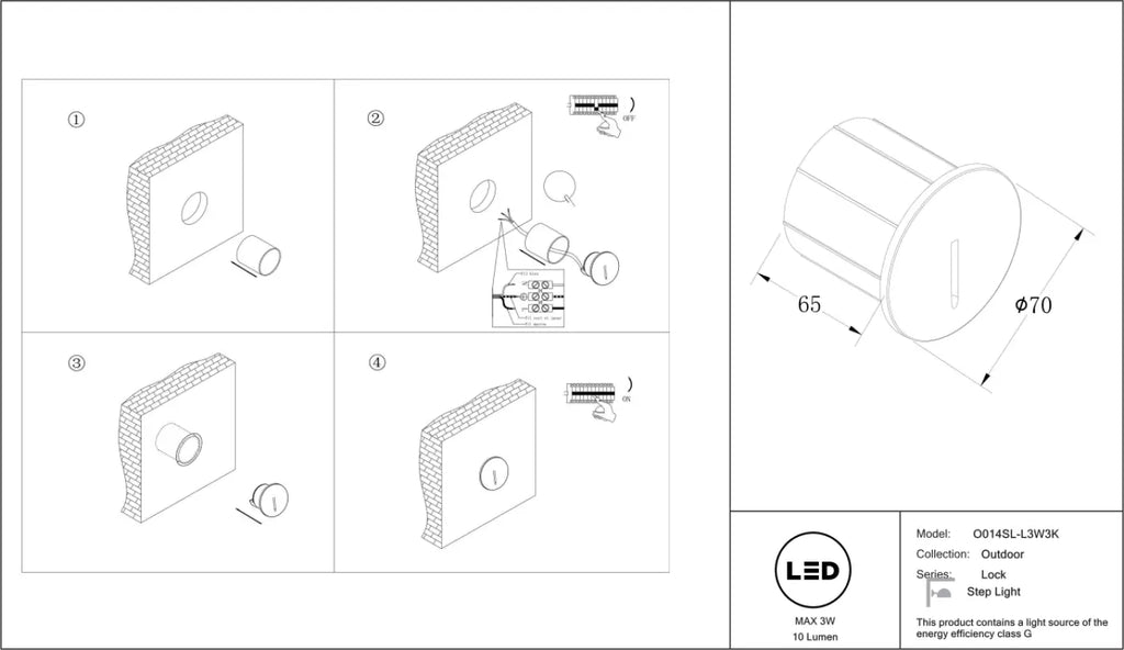 Balise LED ronde à encastrer pour marches et murets, IP54