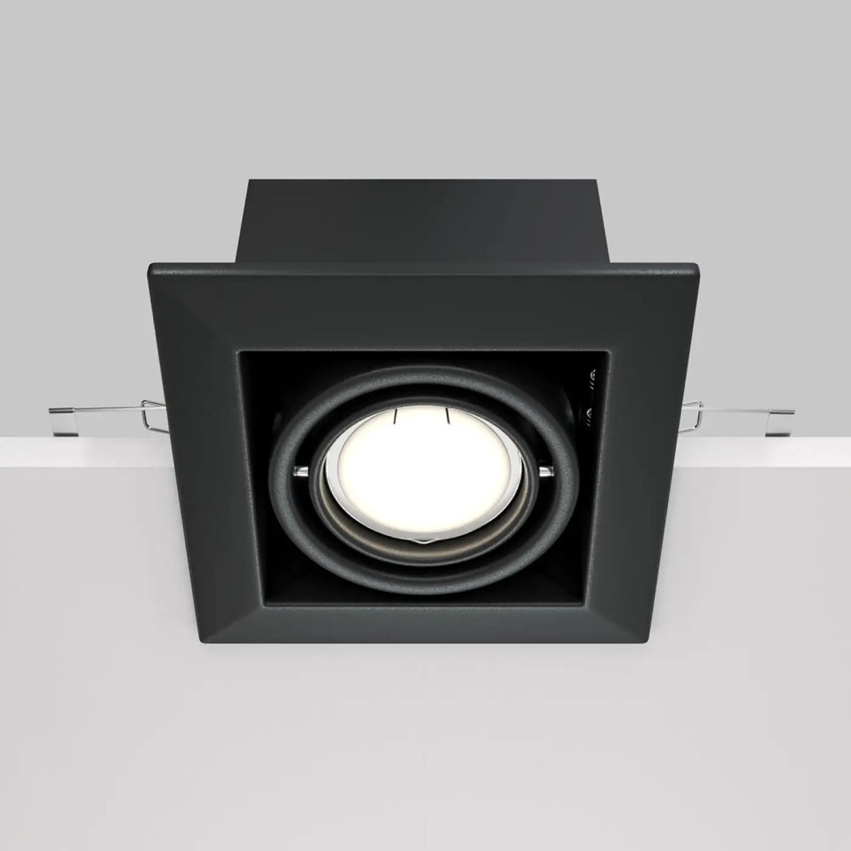 Spot encastrable carré orientable en acier, culot GU10