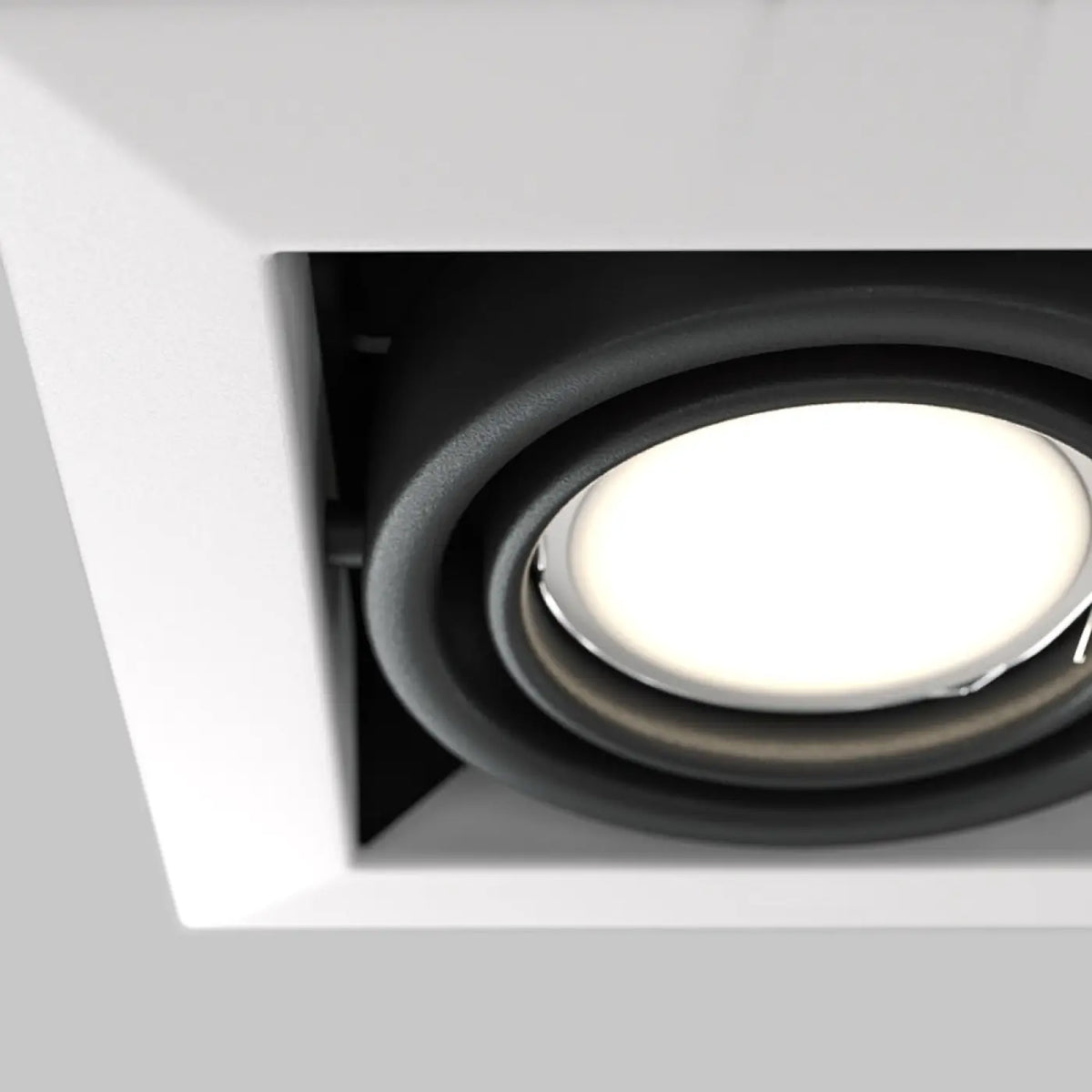 Spot encastrable carré orientable en acier, culot GU10, blanc