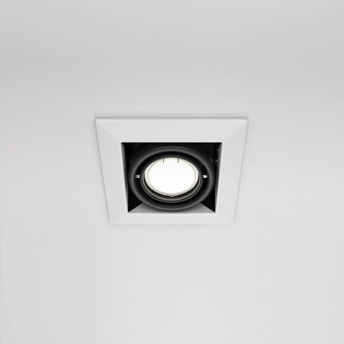 Spot encastrable carré orientable en acier, culot GU10
