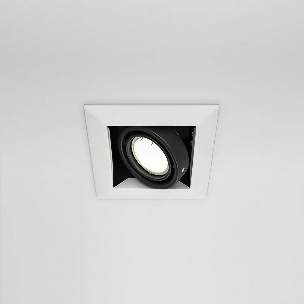 Spot encastrable carré orientable en acier, culot GU10