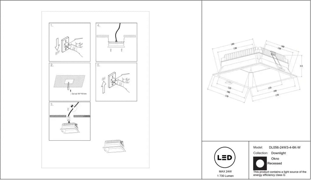 Spot encastrable LED panneau carré IP44, trois formats