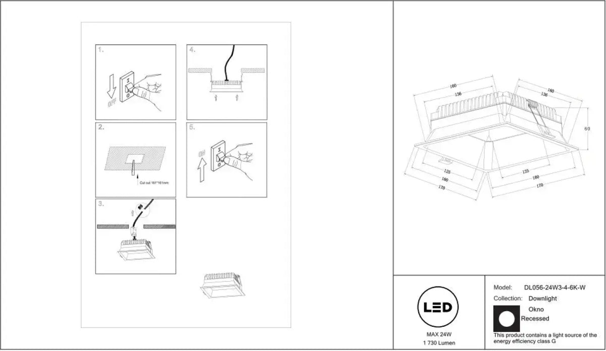 Spot encastrable LED panneau carré IP44, trois formats