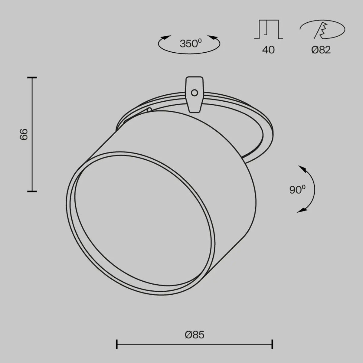 Spot encastrable LED rétractable, lumière qui se réchauffe en baissant