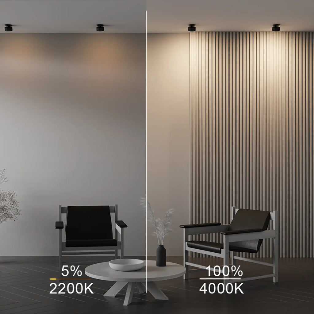 Spot encastrable LED rétractable, lumière qui se réchauffe en baissant