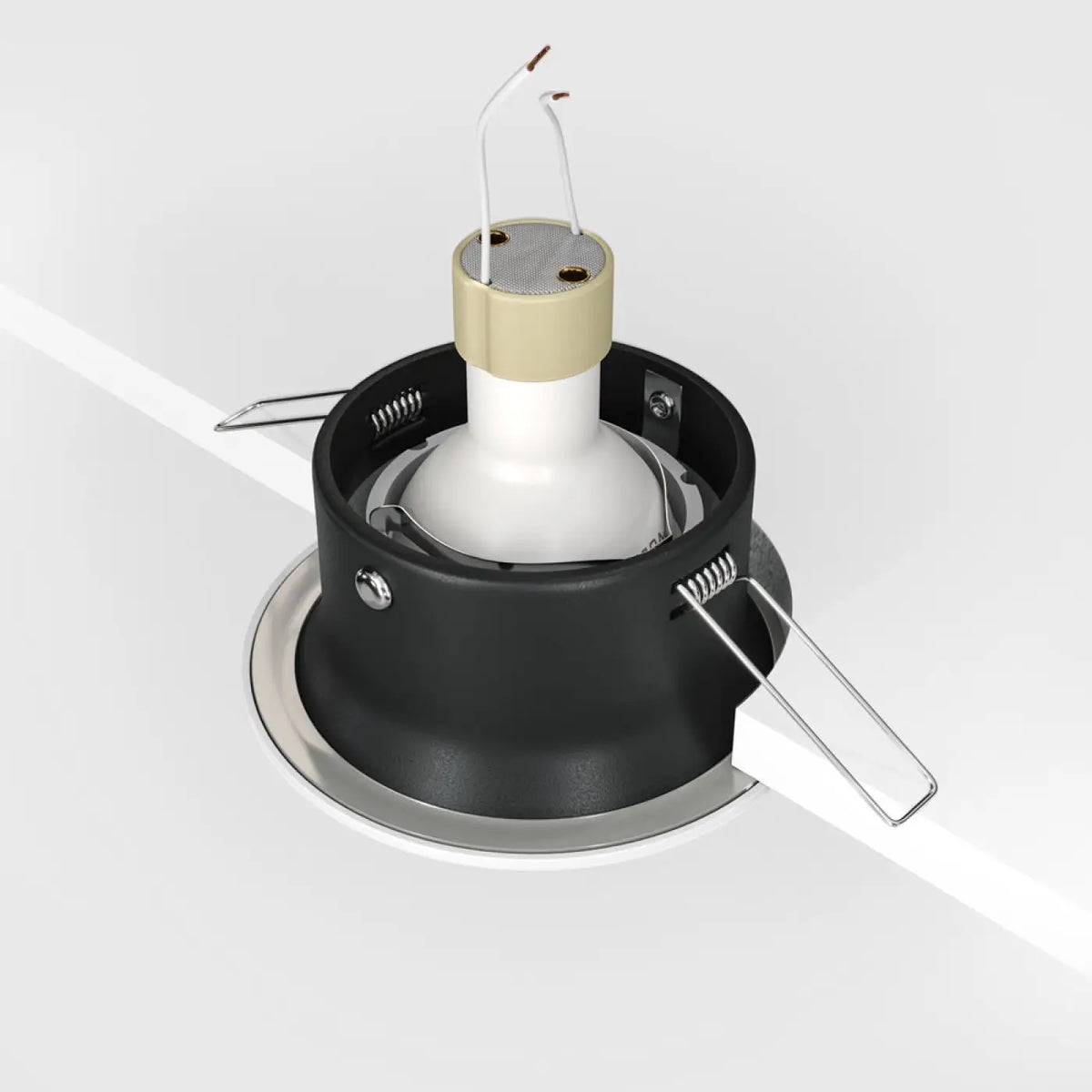 Spot encastrable rond à collerette en acier, ampoule GU10
