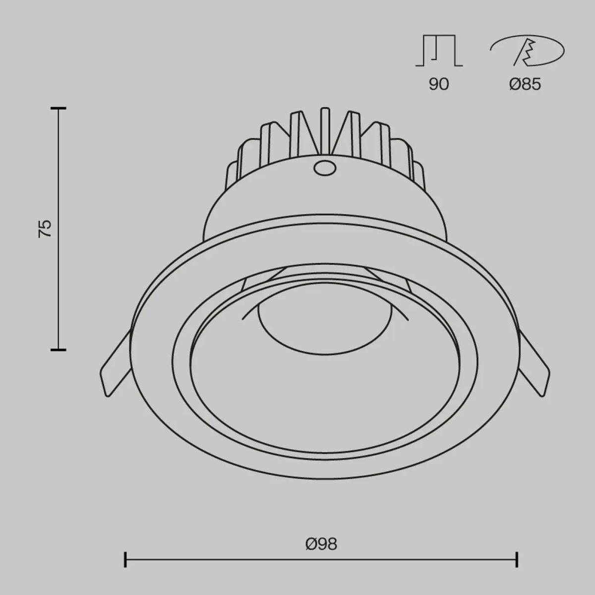 Spot encastrable rond à collerette en acier, ampoule GU10