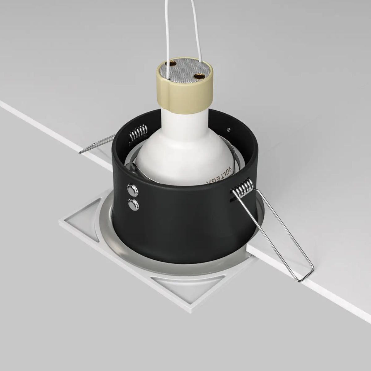 Spot encastrable carré étanche IP65 en acier, culot GU10