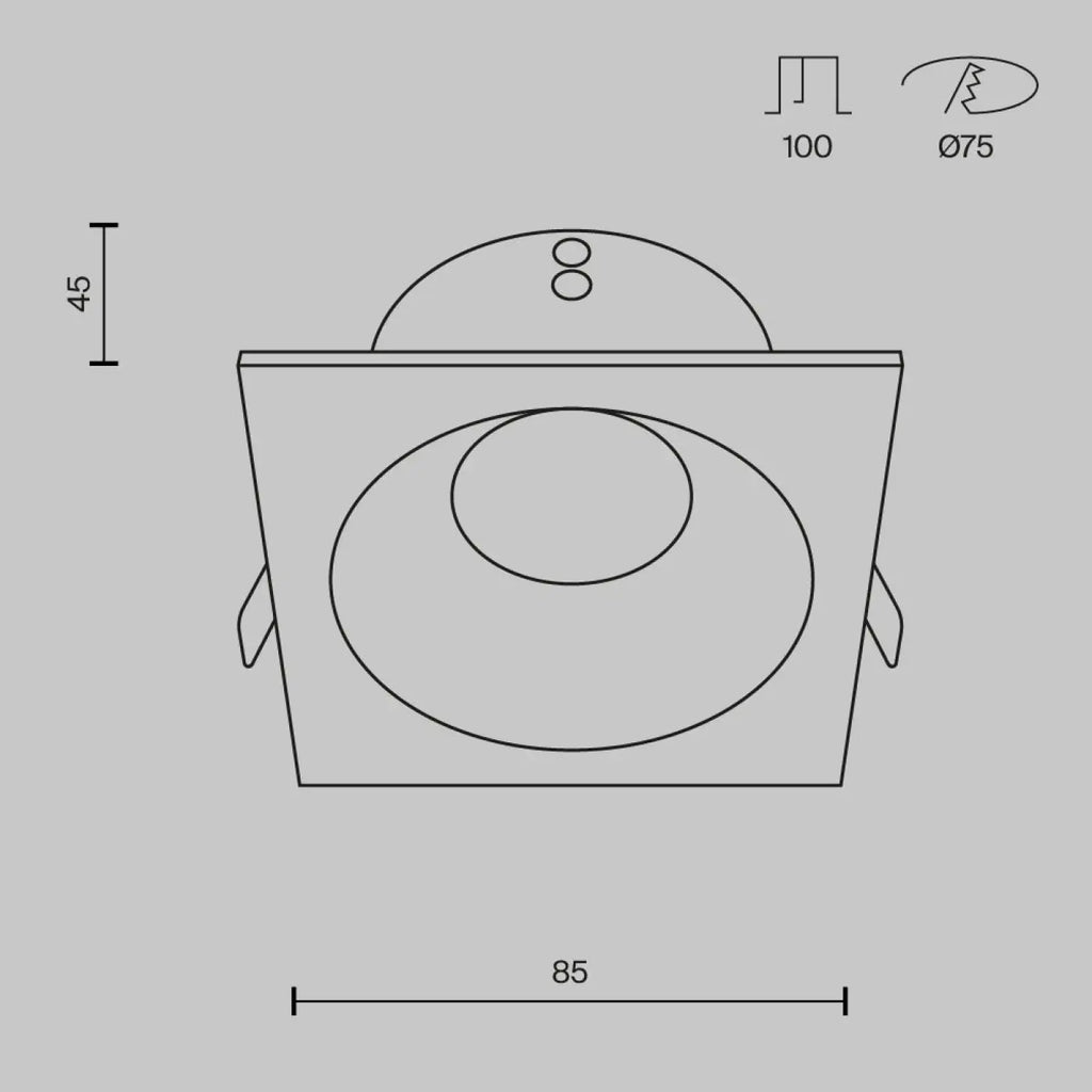 Spot encastrable carré étanche IP65 en acier, culot GU10