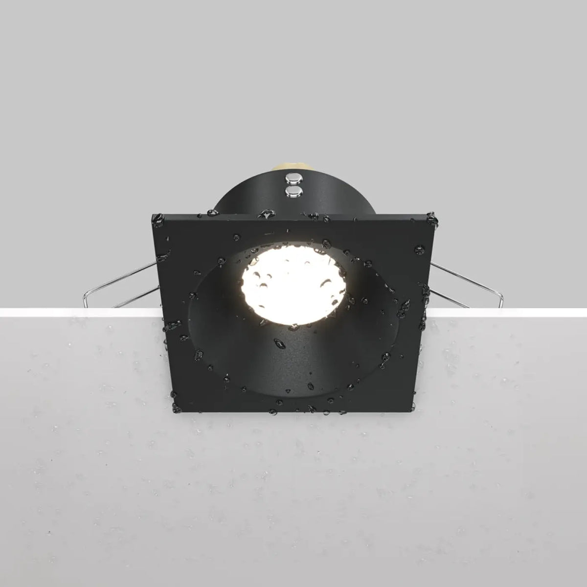 Spot encastrable carré étanche IP65 en acier, culot GU10