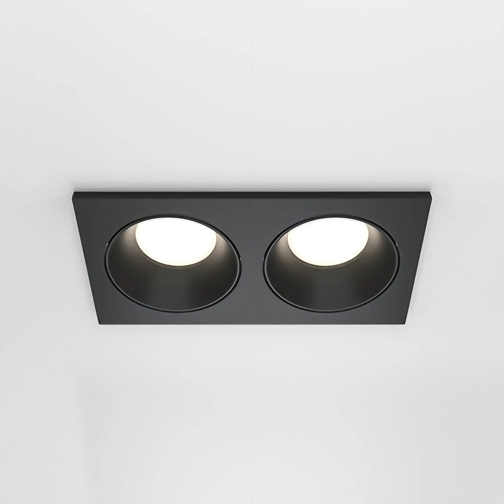 Spot encastrable double rectangulaire étanche IP65, 2 x GU10, noir