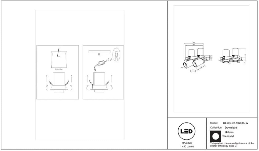 Spot LED rétractable et orientable en acier, simple ou double