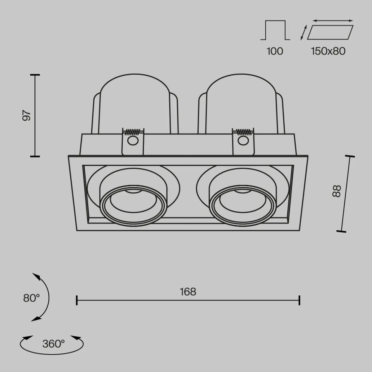 Spot LED rétractable et orientable en acier, simple ou double